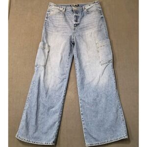 Blue Revival Wide Leg Jeans Baggy Cargo Flexback Womens Sz 32 High Rise